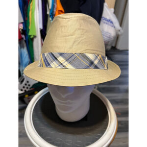 Unisex Granule Fedora Hat Tan/Blue Plaid Size One Size